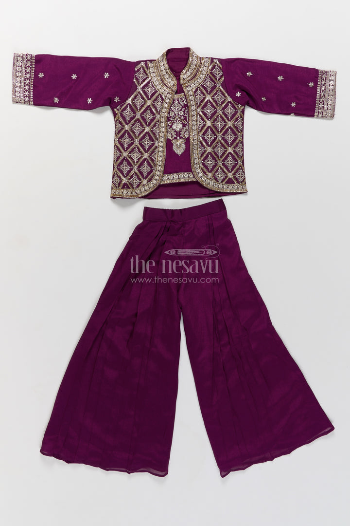 Girls Sharara Set in Purple for Family Celebrations