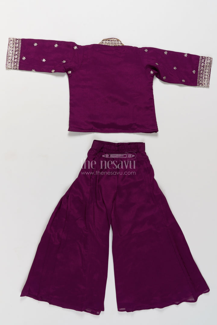 Girls Sharara Set in Purple for Family Celebrations
