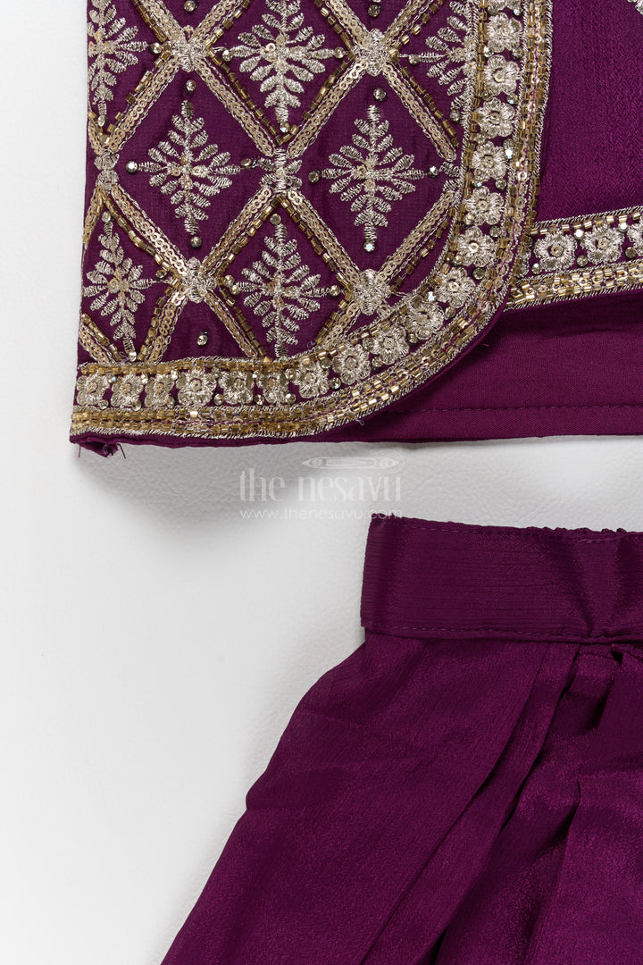 Girls Sharara Set in Purple for Family Celebrations