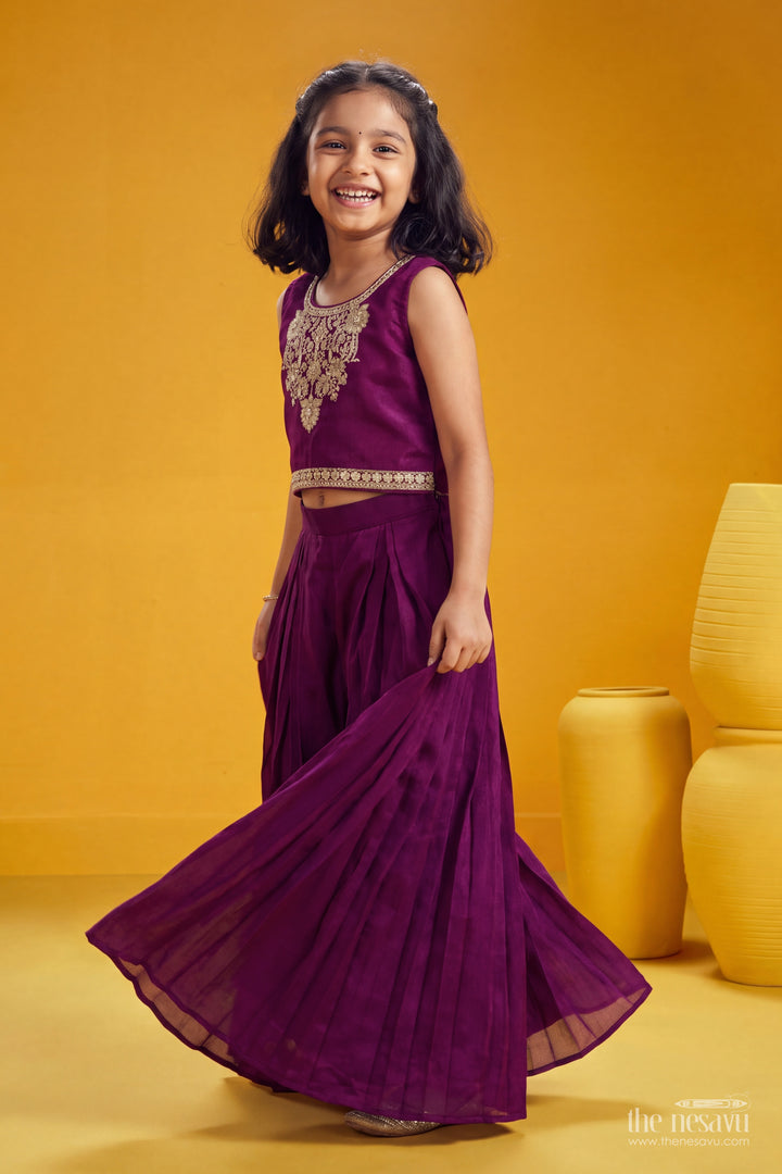 Girls Sharara Set in Purple for Family Celebrations