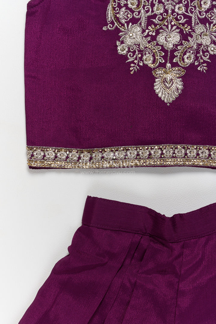 Girls Sharara Set in Purple for Family Celebrations