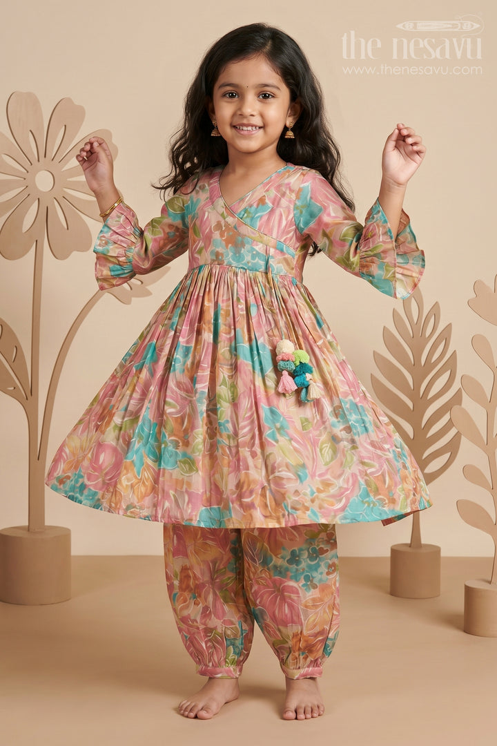 Elegant Modal Silk Ethnic Co-Ord Set for Girls with Vibrant Floral Print