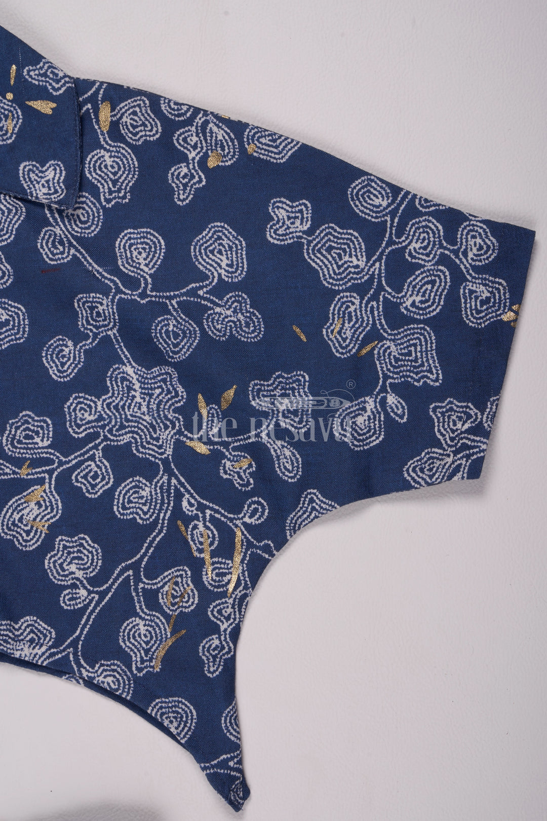 Girls Navy Blue Printed Crop Shirt and Pants Set for Casual Wear