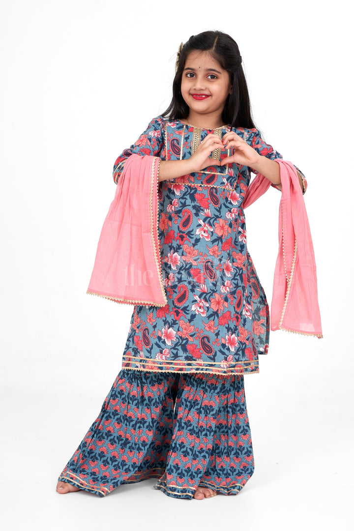 Girls Pure Cotton Sharara Set Multicolor Diwali Festive Dress