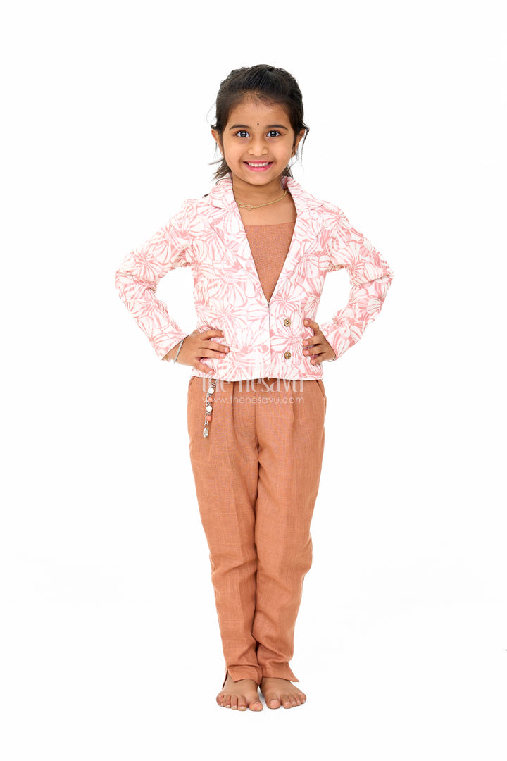 Garara for Wedding with Printed Jacket in Flax Cotton Blend, Ideal for Festive Celebrations