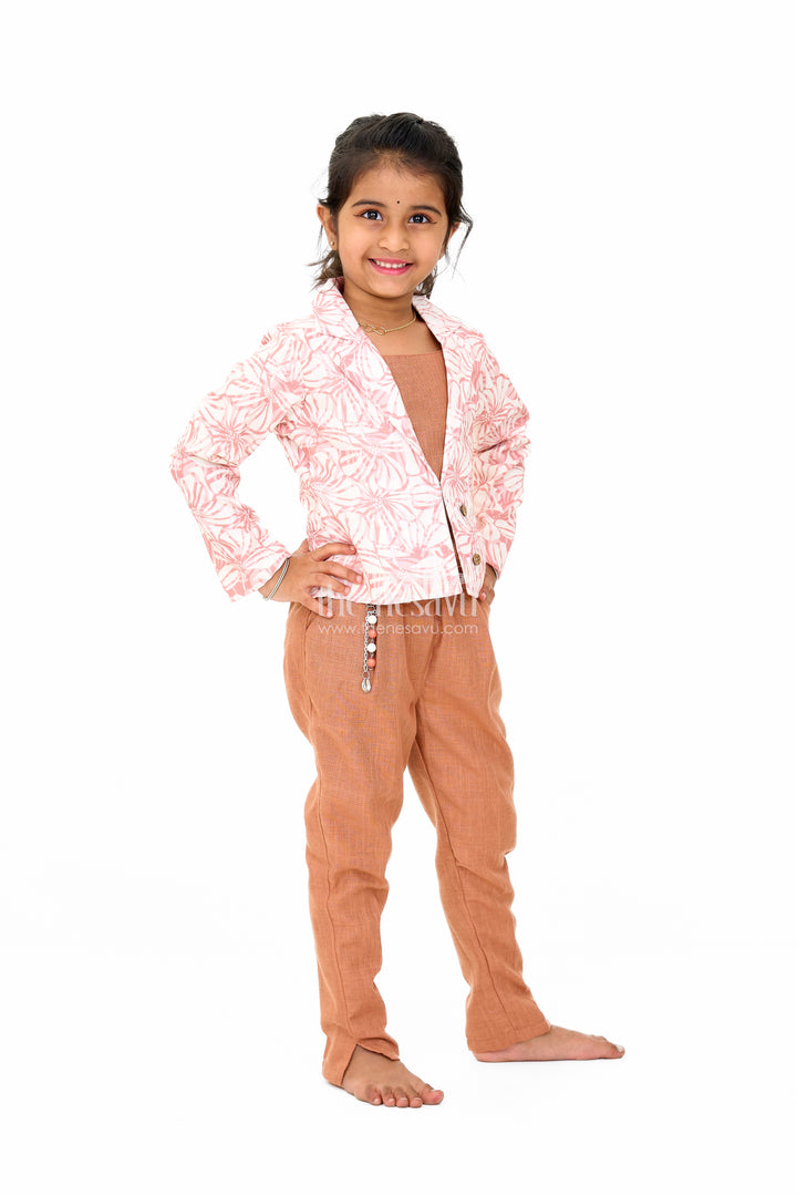 Garara for Wedding with Printed Jacket in Flax Cotton Blend, Ideal for Festive Celebrations