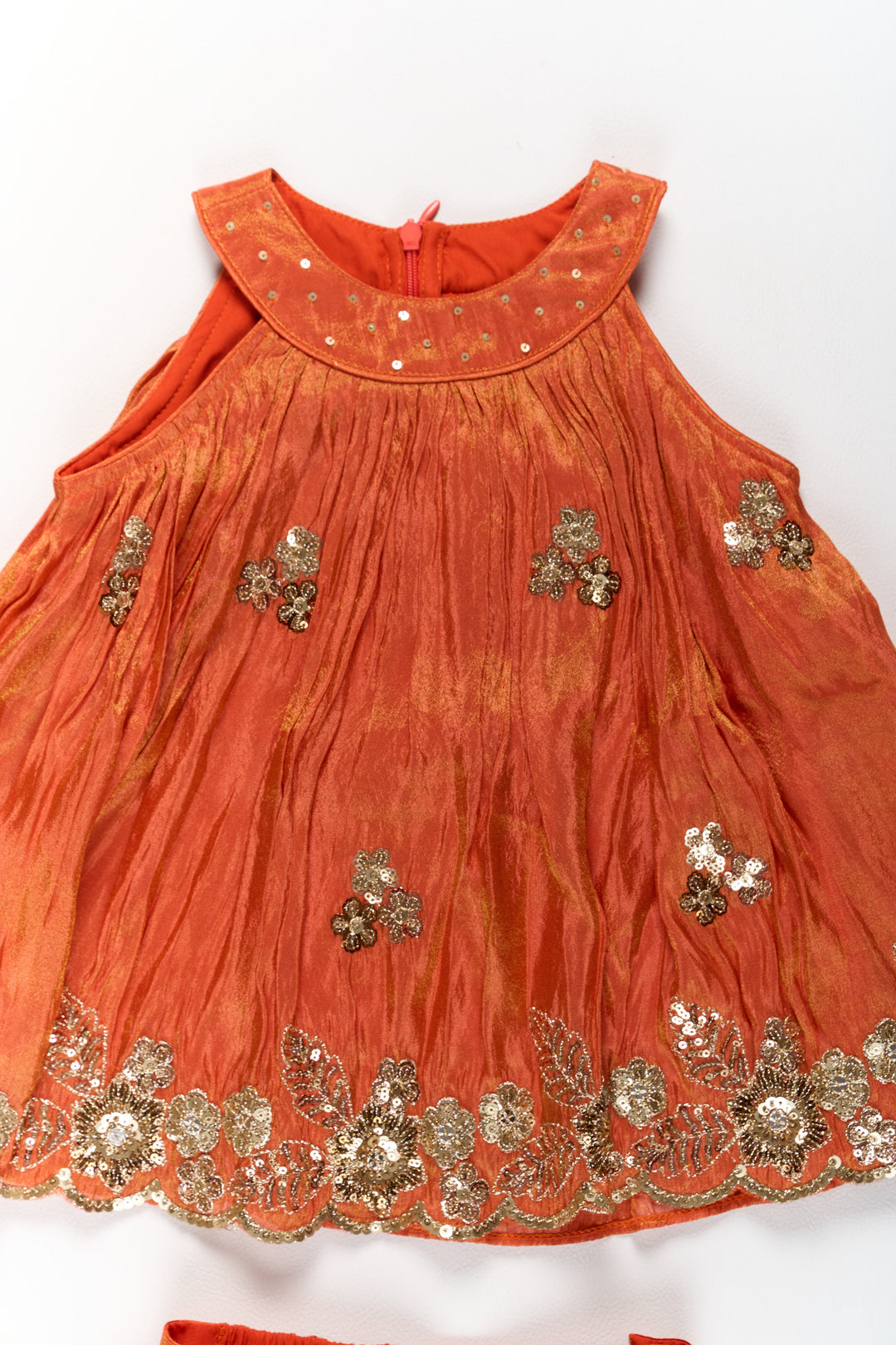 Stylish Girls Orange Viscose Silk Sharara Set with Embroidered Cape for Festive Wear