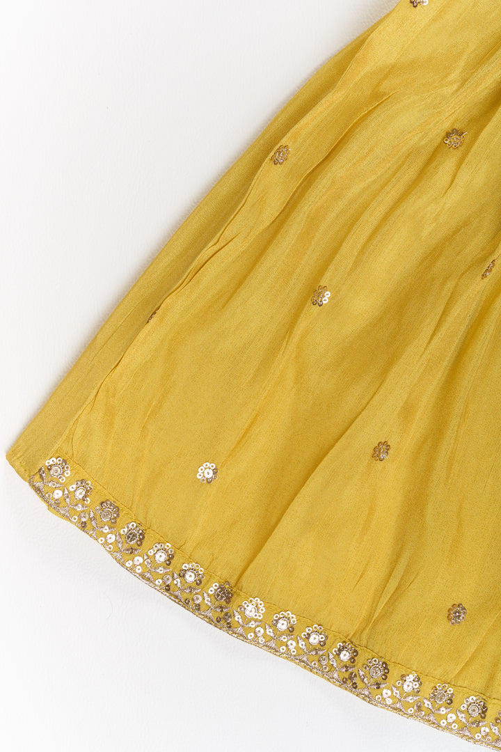 Elegant Yellow Georgette Girls Sharara Set with Sequin Embroidery and Peplum Top