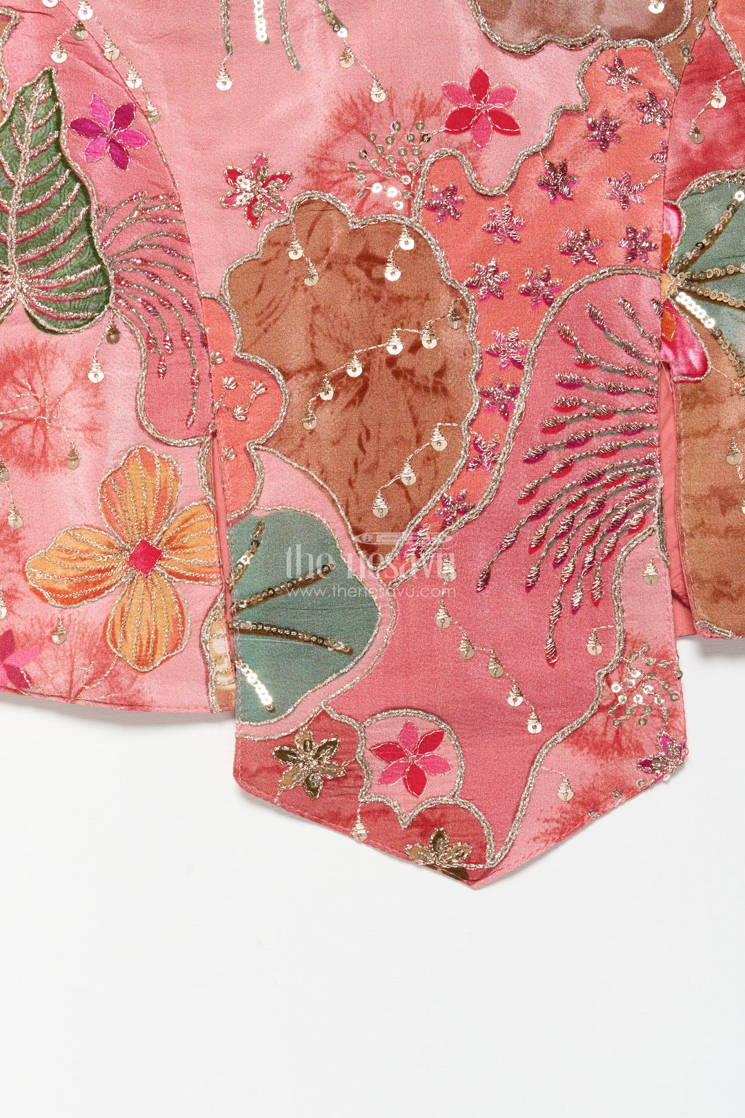 Girls peach palazzo set with embroidered blouse for ethnic celebrations