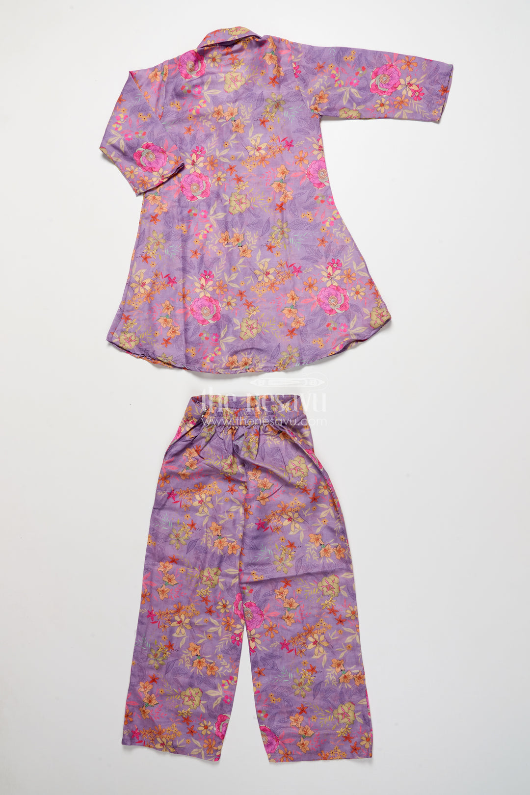 Girls Ethnic Casual Set with Embroidered Kurta and Pants