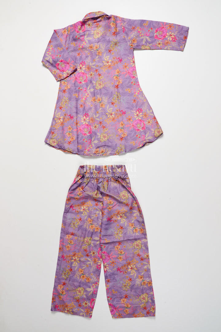 Girls Ethnic Casual Set with Embroidered Kurta and Pants