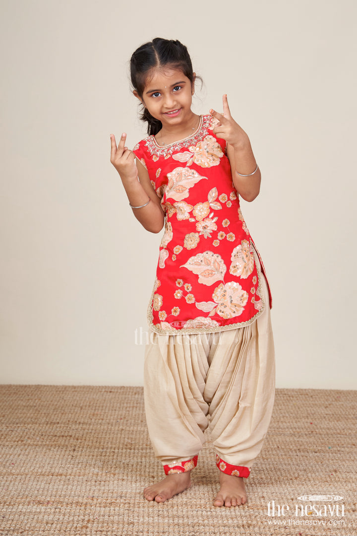 Designer Dhoti Set with Embroidered Kurta Ethnic Wear for Little Girls