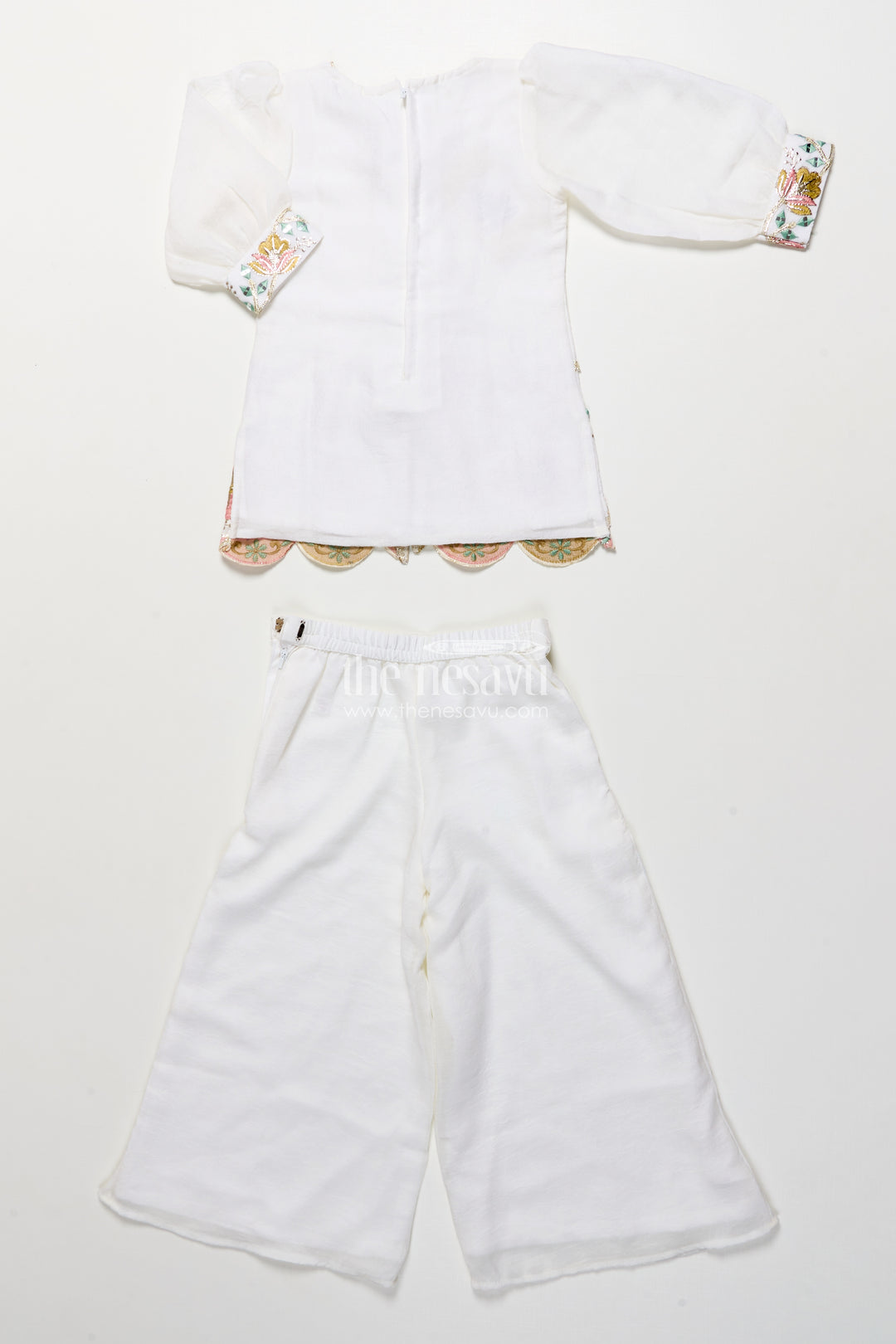 Girls Embroidered Organza Casual Set for Festivals and Poojas