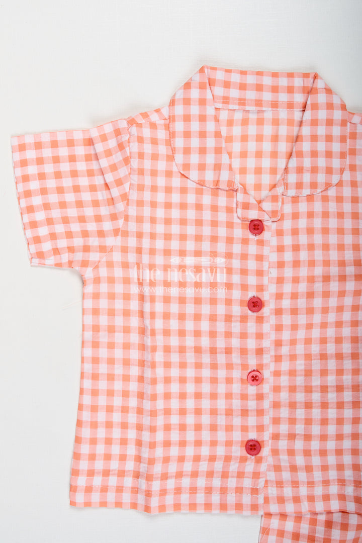 Check Print Cotton CoOrd Set For Baby Girls