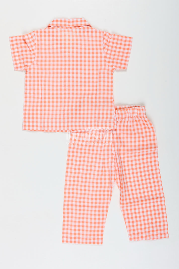 Check Print Cotton CoOrd Set For Baby Girls