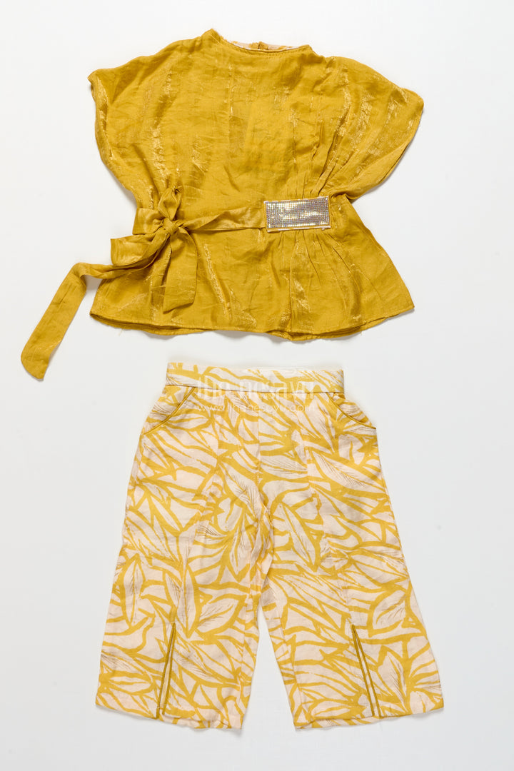 Girls Casual Ethnic Set with Georgette Top and Printed Pants