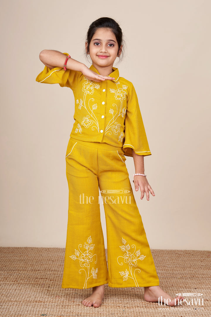 Girls Embroidered Plazo Set for Festive School Events and Family Functions