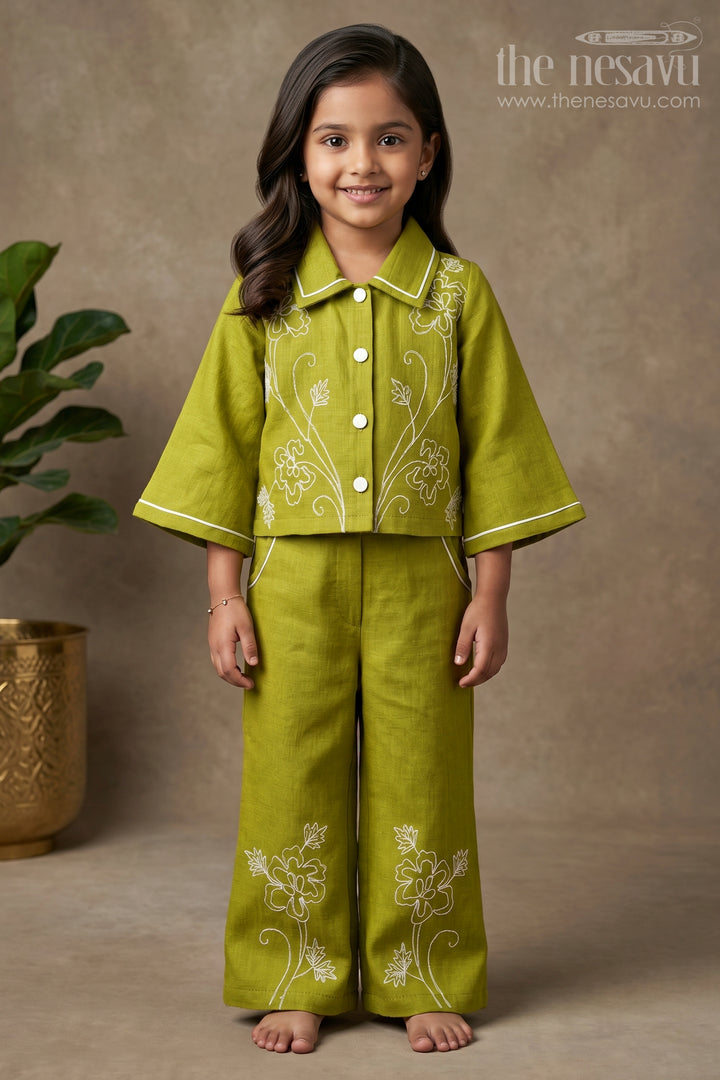 Girls Cotton Embroidery Plazo Set for Ethnic Day and Festivals