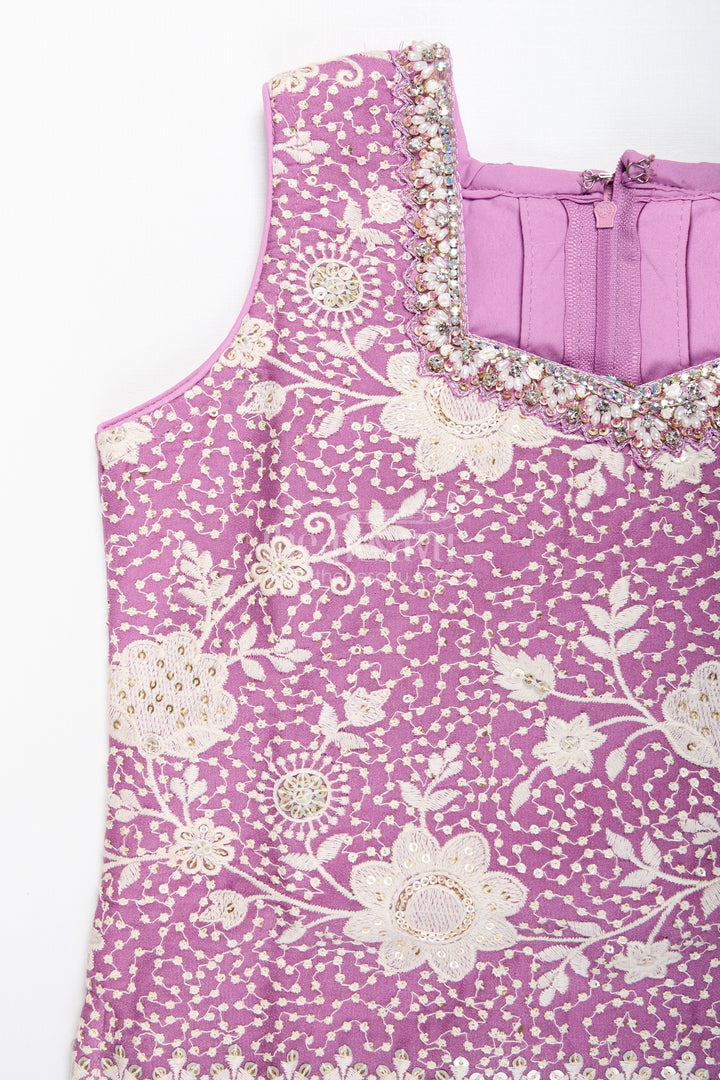 Embroidered plazo set with tassel detail – festive ethnic set for girls