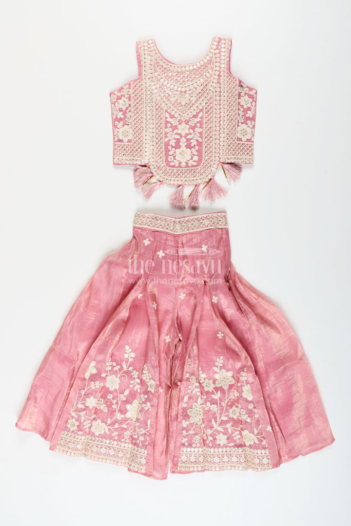 Girls sharara set with embroidered crop top for festive occasions