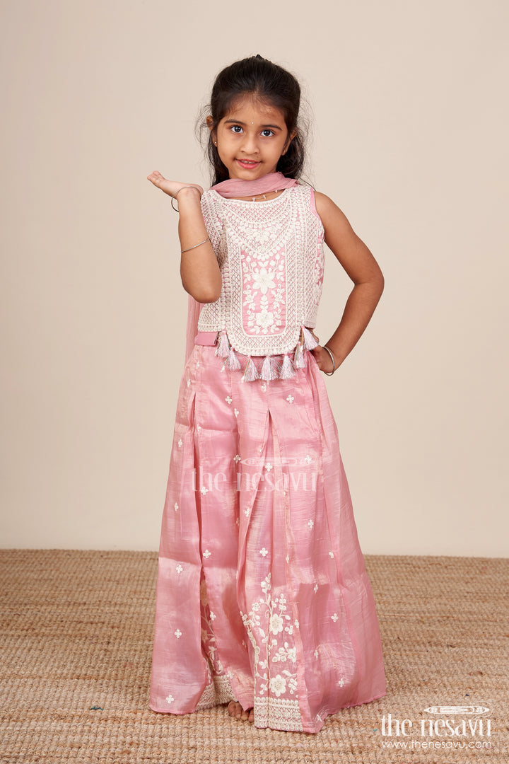 Girls Sharara Set with Embroidered Crop Top for Festive Occasions