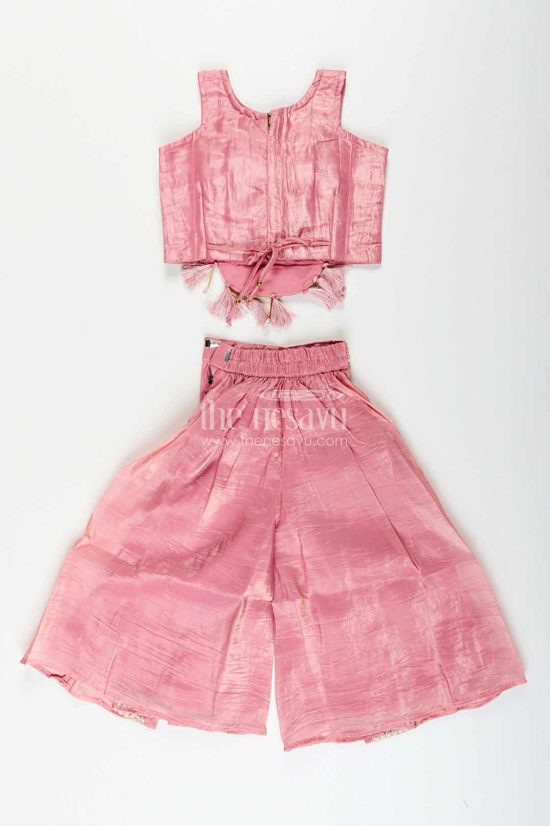 Girls sharara set with embroidered crop top for festive occasions