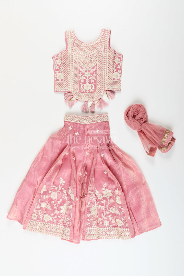 Girls sharara set with embroidered crop top for festive occasions