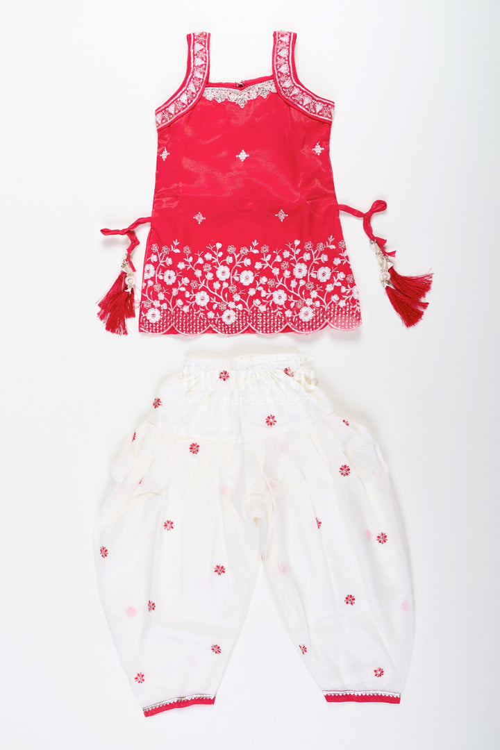 Embroidered kurti with dhoti pant set – ethnic charm for baby girls