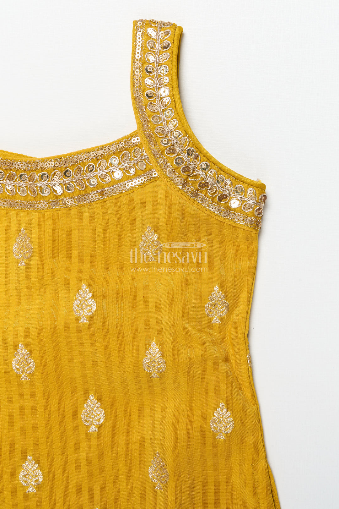 Girls sharara set with sequin embroidered yoke for festive events