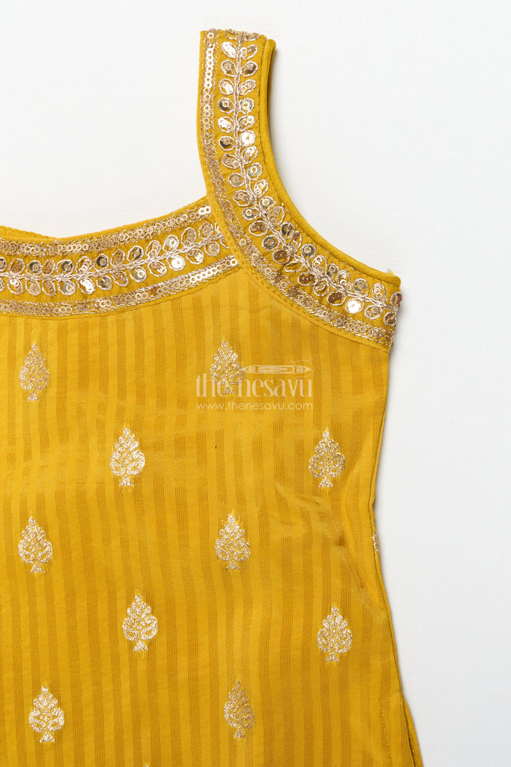Girls sharara set with sequin embroidered yoke for festive events