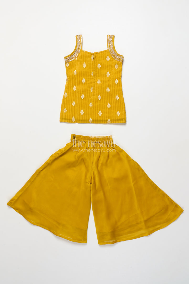 Girls sharara set with sequin embroidered yoke for festive events
