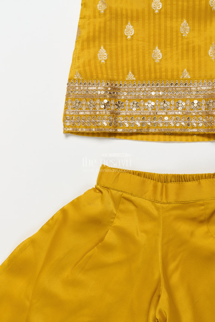 Girls sharara set with sequin embroidered yoke for festive events