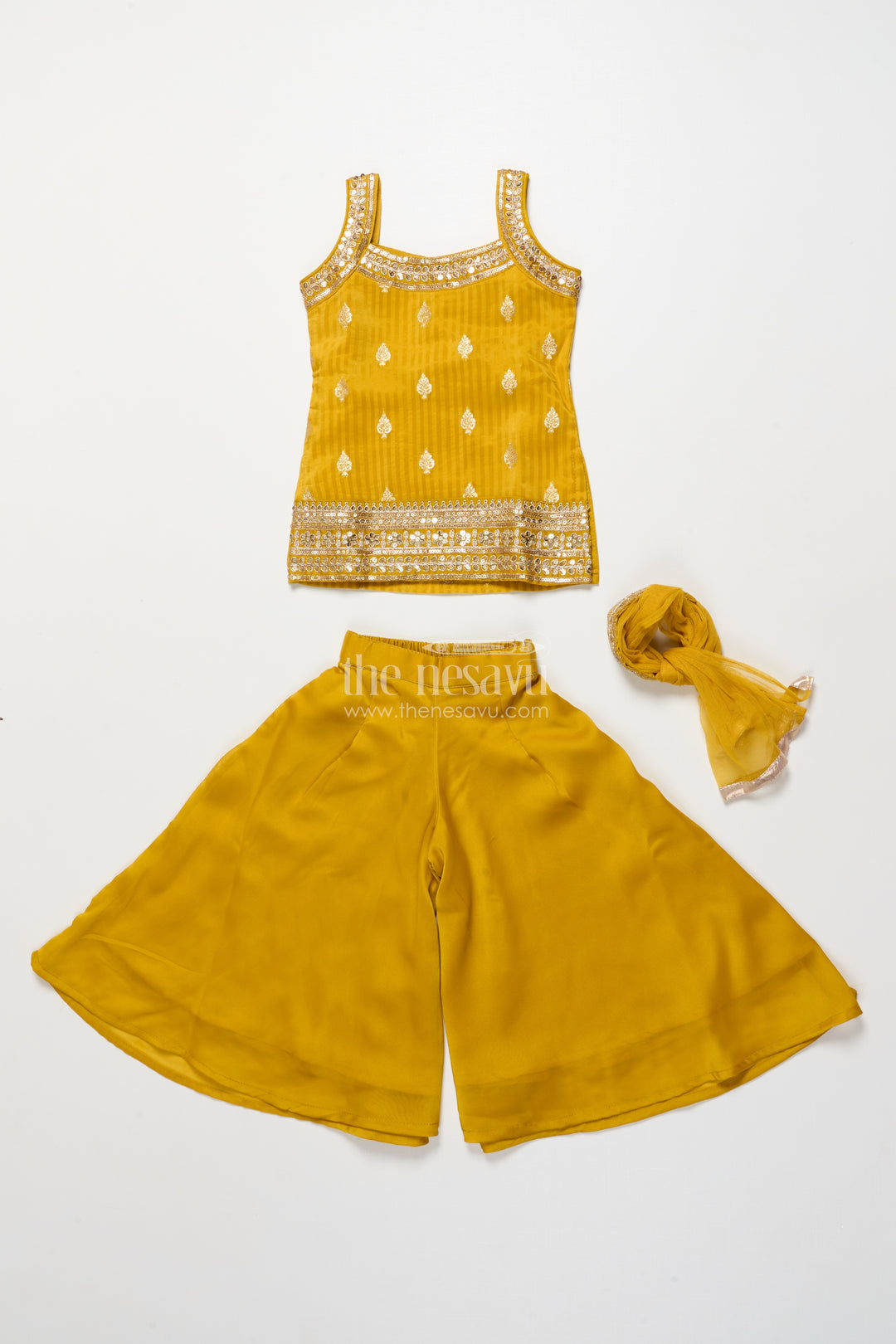Girls sharara set with sequin embroidered yoke for festive events