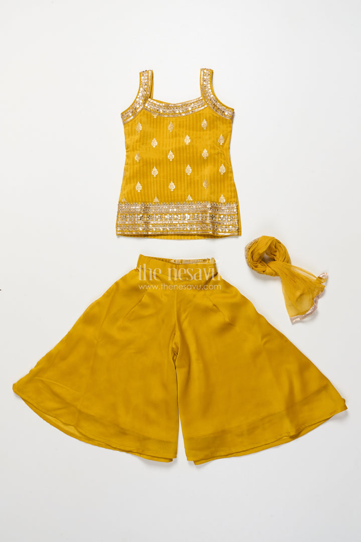 Girls sharara set with sequin embroidered yoke for festive events