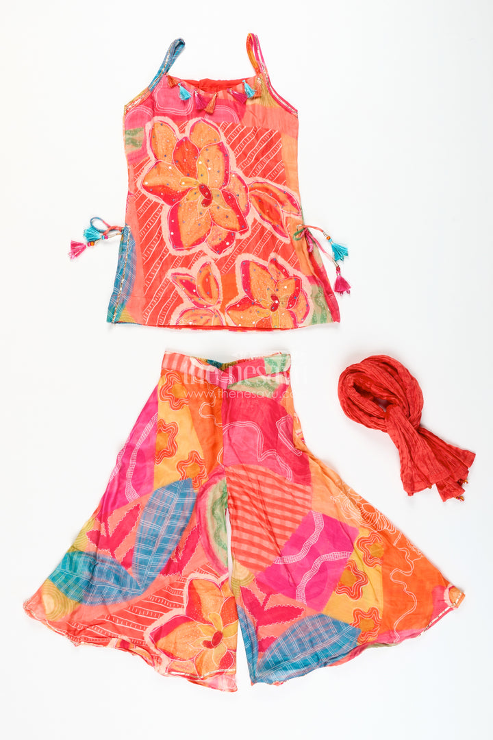 Girls Floral Printed Sharara Set for Festive Twirls and Stage Events