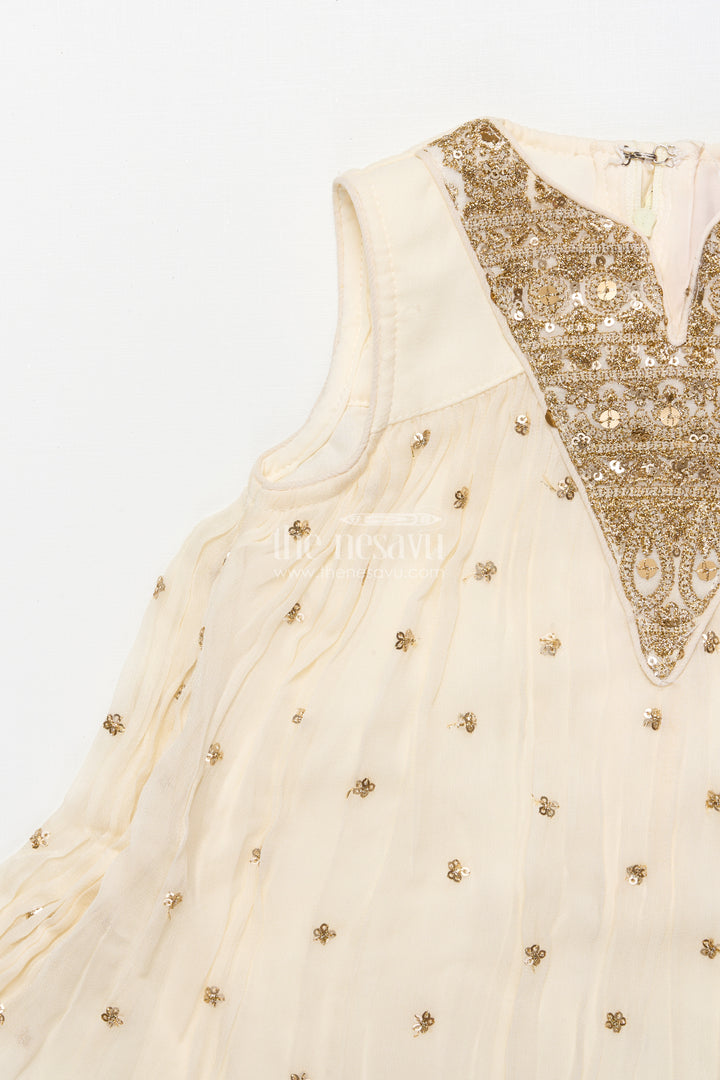 Girls sharara set with embroidered yoke for festive and cultural events