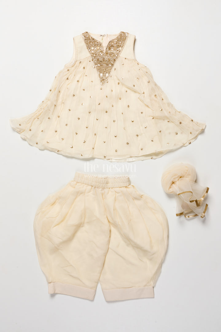 Girls sharara set with embroidered yoke for festive and cultural events