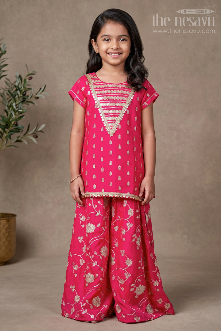 Girls Sharara Suit with Ethnic Embroidery for Weddings and Festive Functions