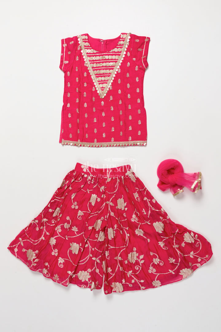 Girls sharara suit with ethnic embroidery for weddings and festive functions