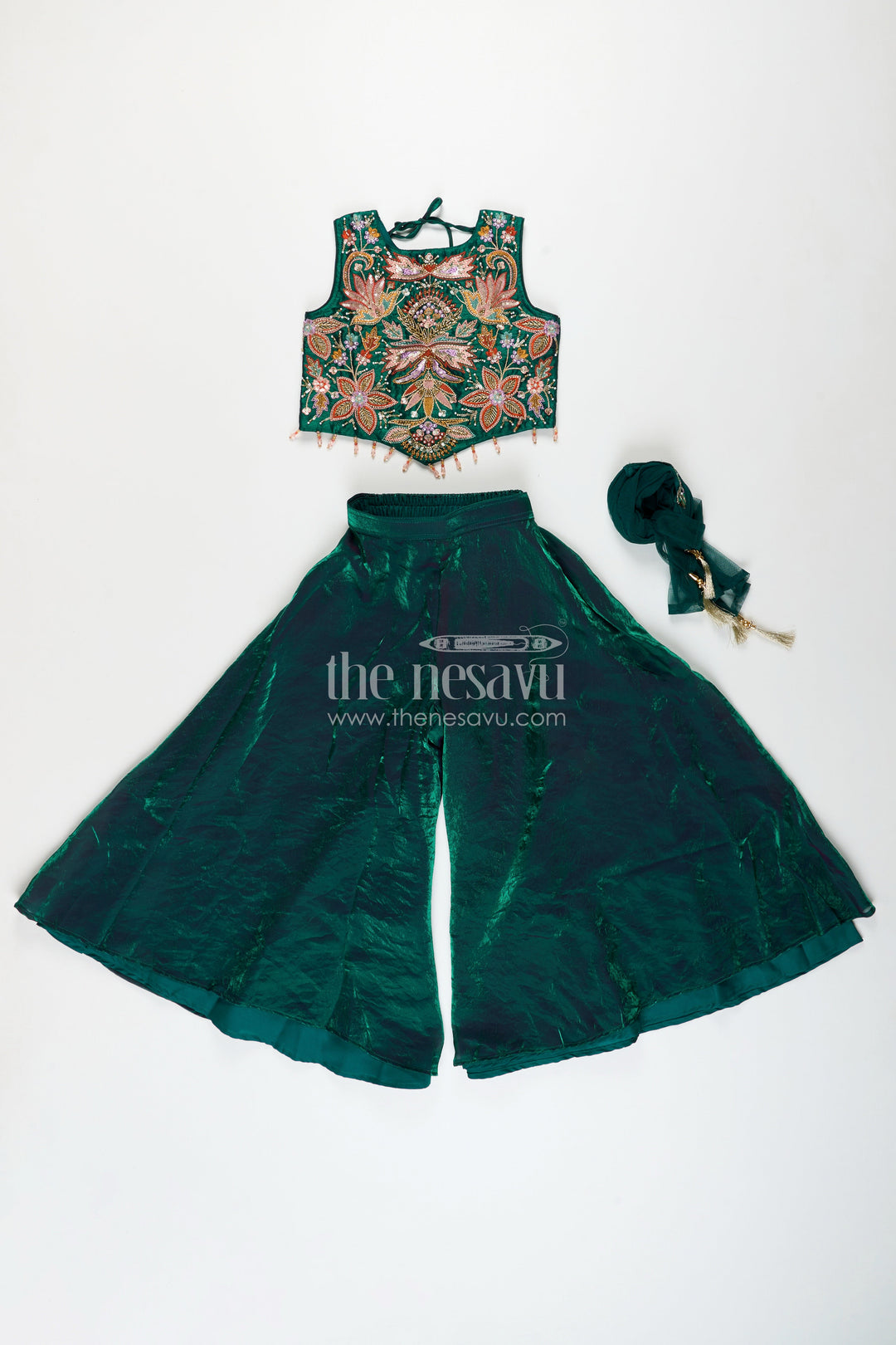 Girls embroidered sharara kurti set for festive celebrations