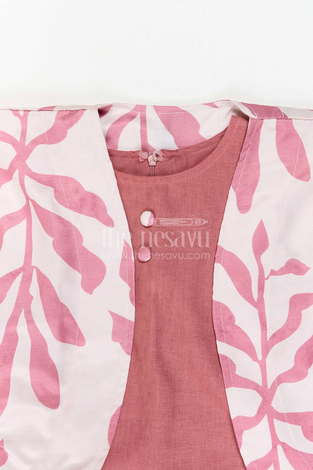 Girls Indo-Western Plazo Set with Leaf Digital Print
