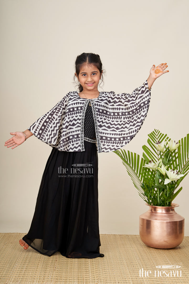 Girls sharara set with printed cape top for festive outings