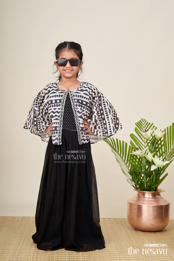Girls sharara set with printed cape top for festive outings