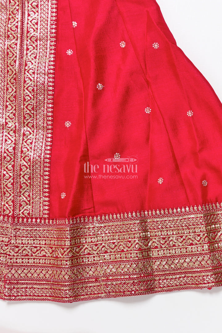 Girls Sharara Set in Red for Traditional Family Occasions