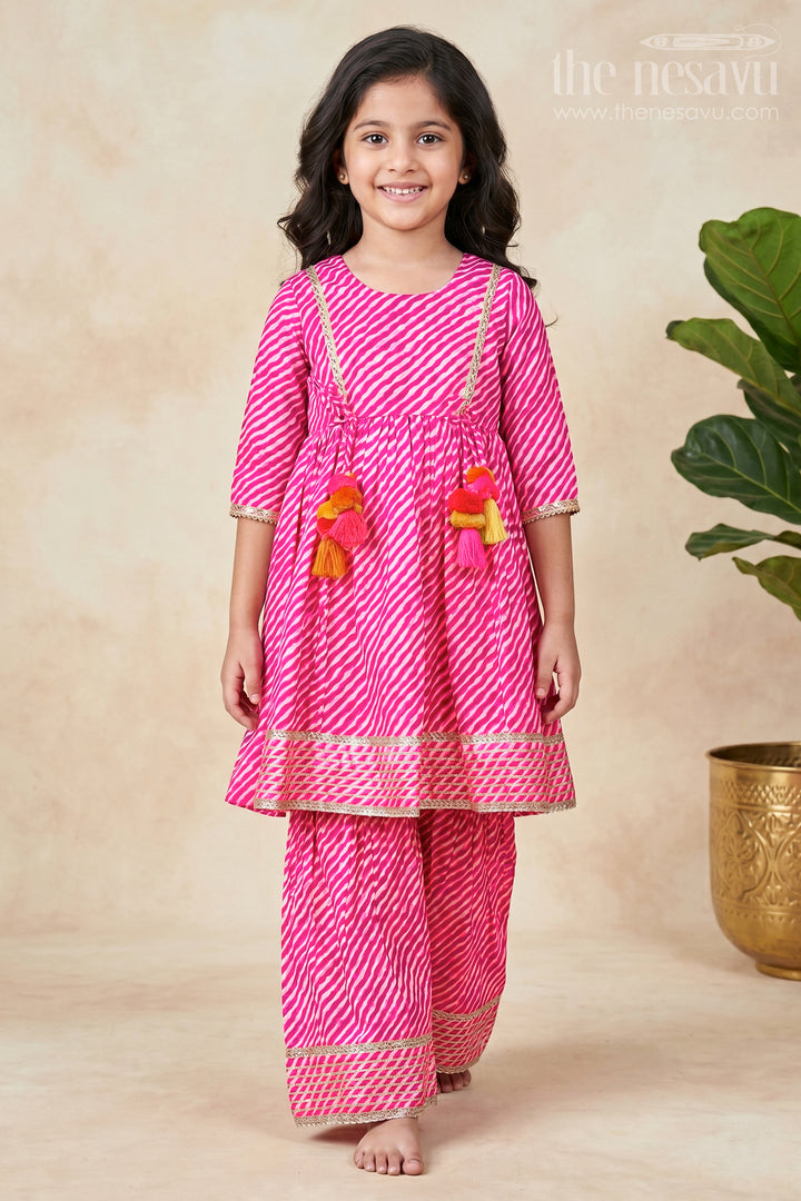 Girls Cotton Tie-Dye Sharara Set for Festive Celebrations