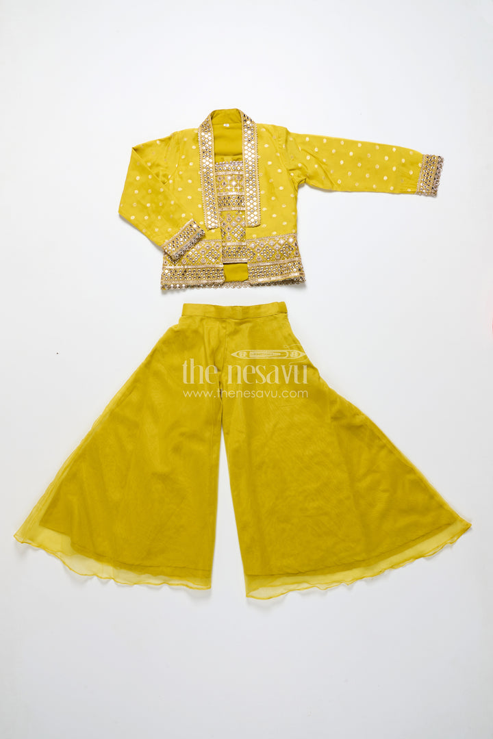Girls Plazo Set with Jacket for School Ethnic Day and Festive Wear