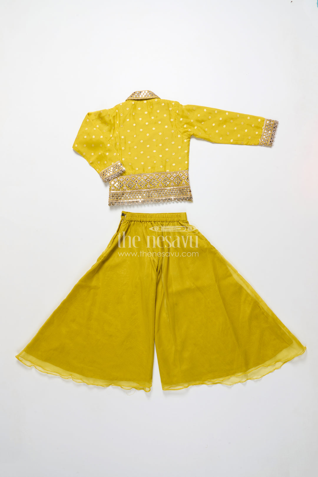 Girls Plazo Set with Jacket for School Ethnic Day and Festive Wear