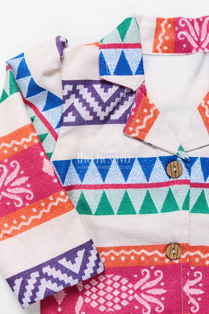 Girls Ethnic Plazo Set with Woven Pattern for Traditional Dressing
