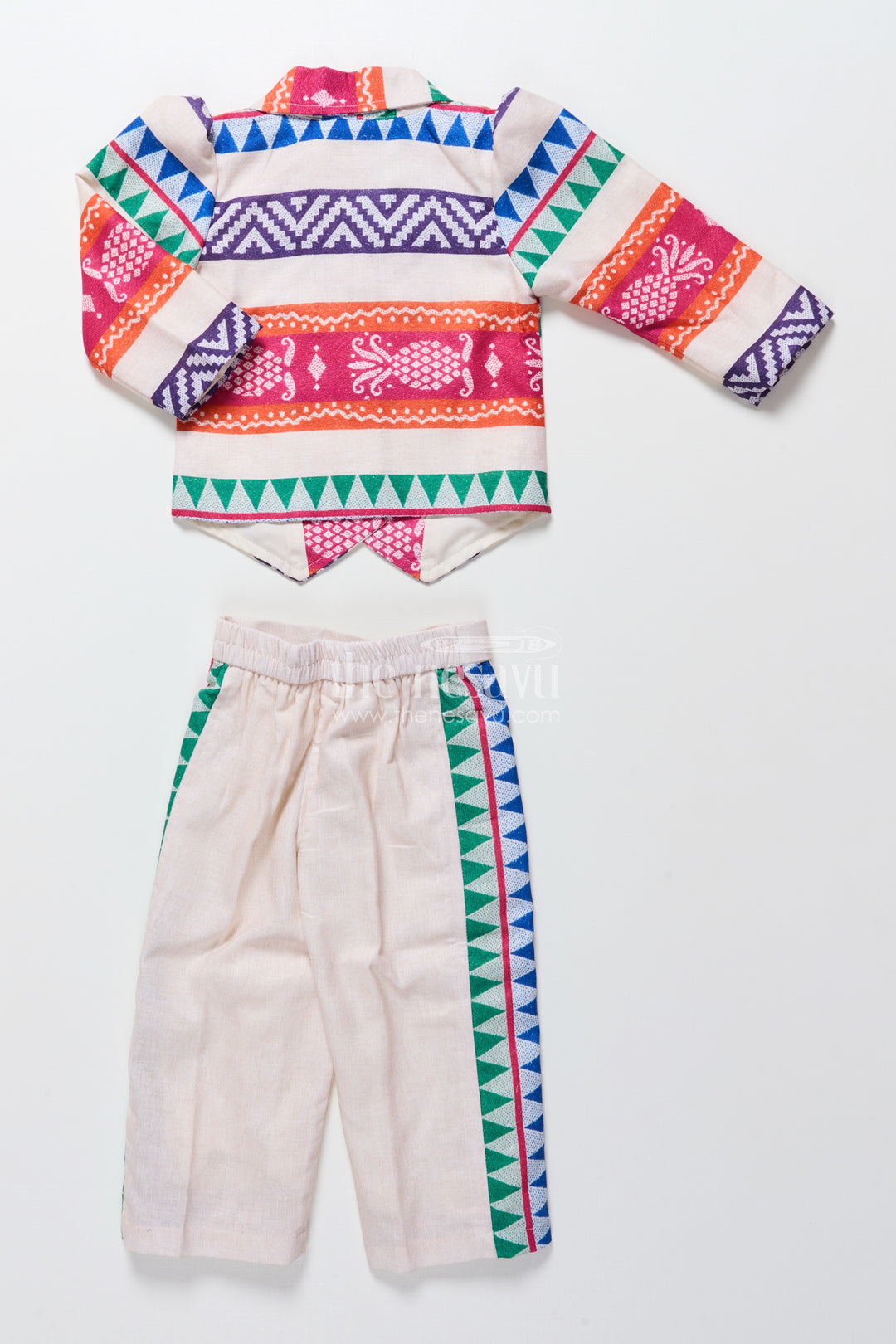 Girls Ethnic Plazo Set with Woven Pattern for Traditional Dressing