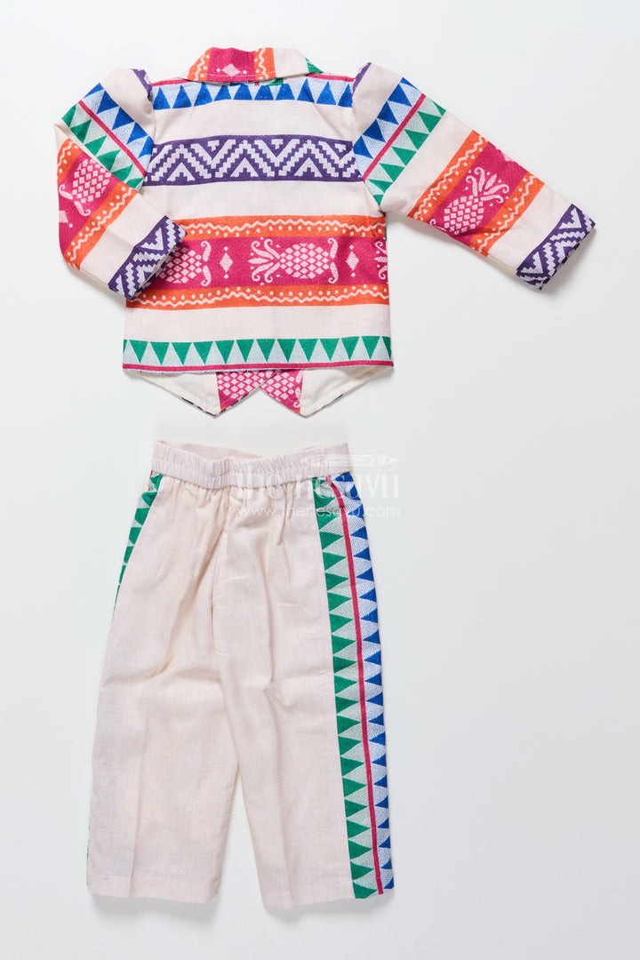 Girls Ethnic Plazo Set with Woven Pattern for Traditional Dressing